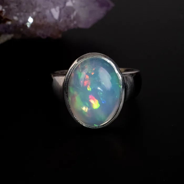 Rings InnerVision Crystals Ethiopian Opal Ring 17x13mm Size 9 925 Silver
