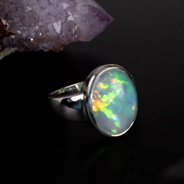 Rings InnerVision Crystals Ethiopian Opal Ring 17x13mm Size 9 925 Silver