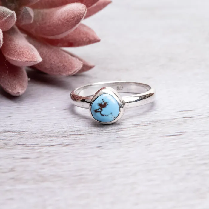 Rings InnerVision Crystals Golden Hill Turquoise Ring 65mm Size 8 925 Silver
