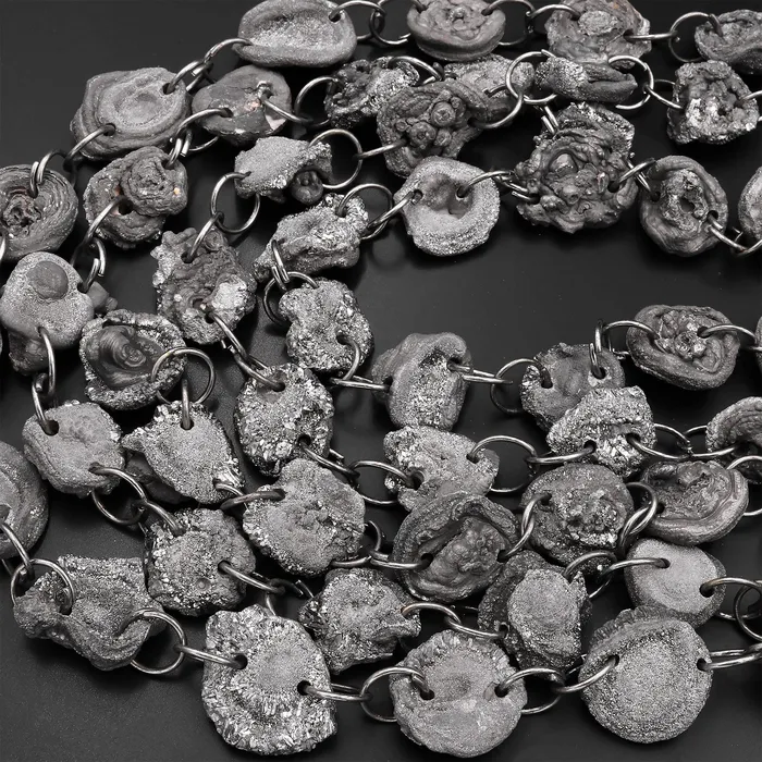 Rings Intrinsic Trading Metallic Silver Rose Chalcedony Druzy Galaxy Flower Drusy 2 Hole Drilled Beads Free Form Sparkling Raw Agate Druzy Geode Beads 155 Strand