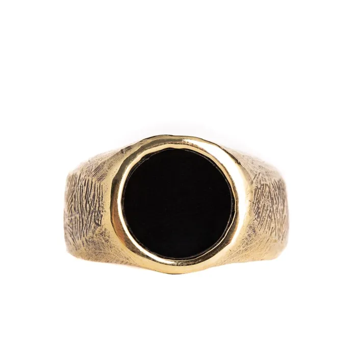 Rings JewelryLab ROUNDED BLACK ONYX STONE RING BRASS