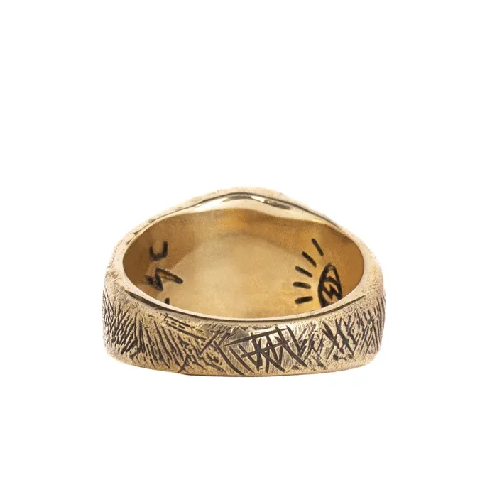 Rings JewelryLab ROUNDED BLACK ONYX STONE RING BRASS