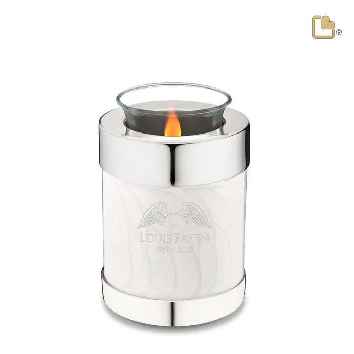 Rings LoveUrns Tealight Pearl Silver Cremation Urn