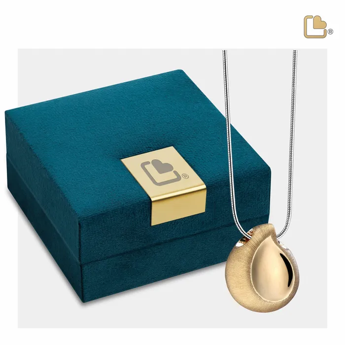 Rings LoveUrns Treasure TearDrop Gold Vermeil Two Tone Sterling Silver Cremation Pendant