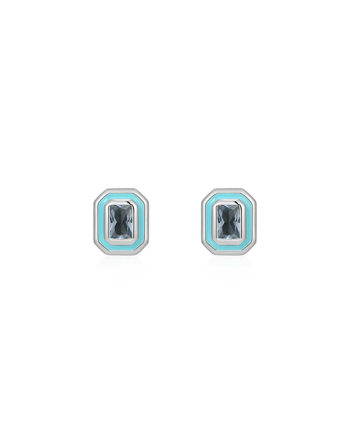 Rings Luv Aj Bezel Studs Turquoise Silver
