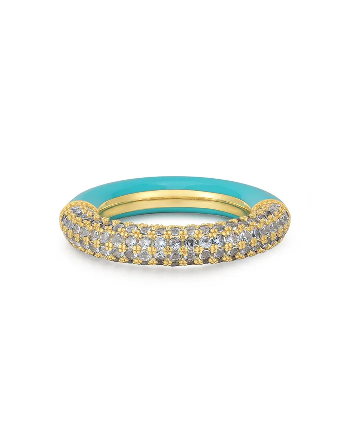 Rings Luv Aj Pave Amalfi Ring Turquoise Gold