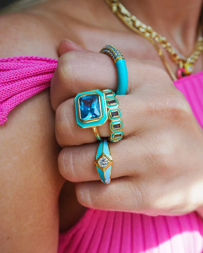 Rings Luv Aj Pave Amalfi Ring Turquoise Gold Rings Luv Aj Pave Amalfi Ring Turquoise Gold