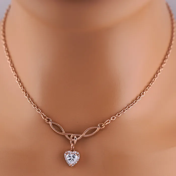 Rose Gold Celtic Collar with CZ Diamond Heart Captive Collars Necklaces