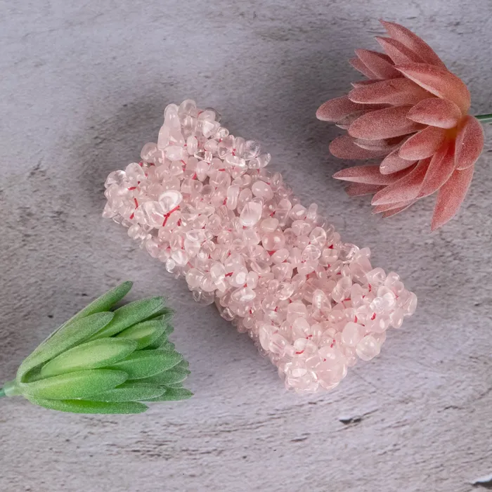 Rose Quartz Wide Chips Bracelet InnerVision Crystals Bracelets