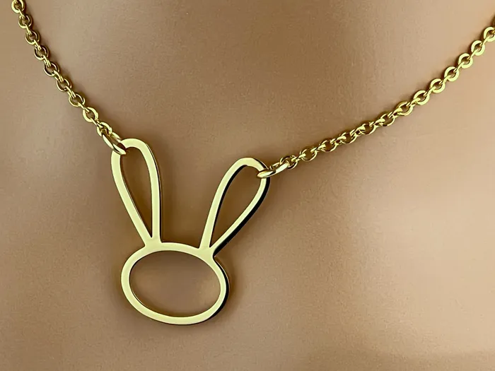 Submissive Day Collar Gold Bunny Necklace with Locking Options Captive Collars Necklaces