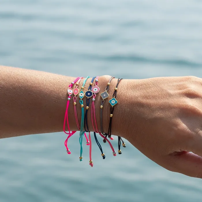 Suetables Bracelets Round Evil Eye Cord Bracelet