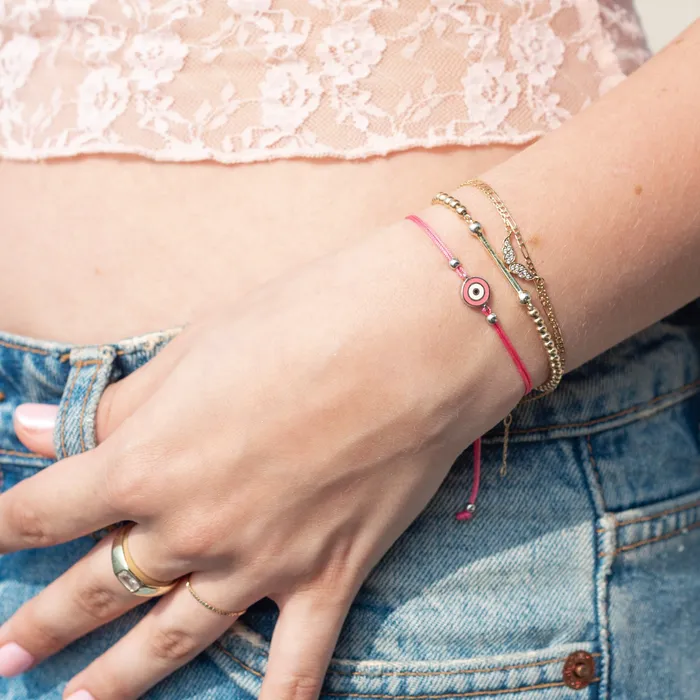 Suetables Bracelets Round Evil Eye Cord Bracelet