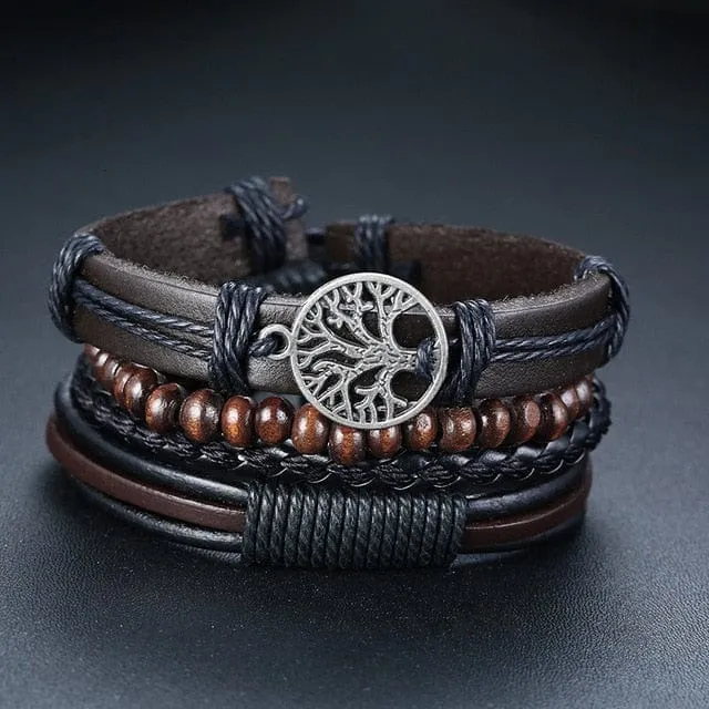 Viking Trinkets Bracelets Yggdrasil High Quality Leather Bracelet
