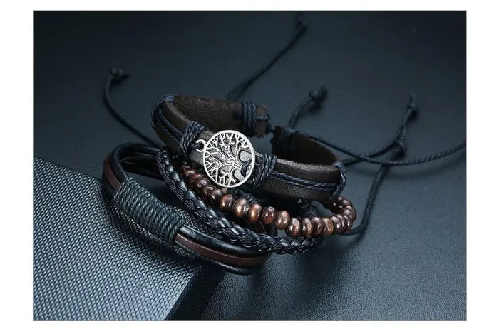 Viking Trinkets Bracelets Yggdrasil High Quality Leather Bracelet